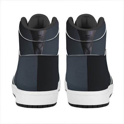 Scary Grey Alien 3D Print High Top Leather Sneakers