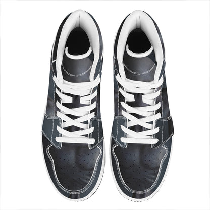 Scary Grey Alien 3D Print High Top Leather Sneakers