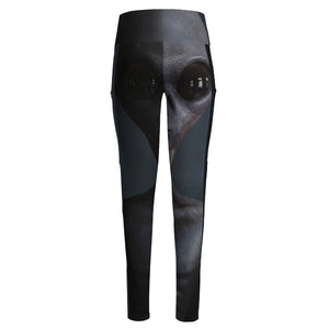 Scary Grey Alien 3D Print High-Waisted Pocket Leggings