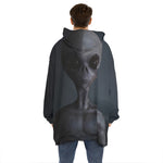 Scary Grey Alien 3D Print Hoodie Blanket