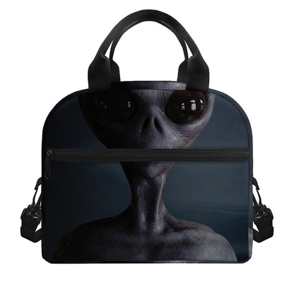 Scary Grey Alien 3D Print Insulated Lunch Bag
