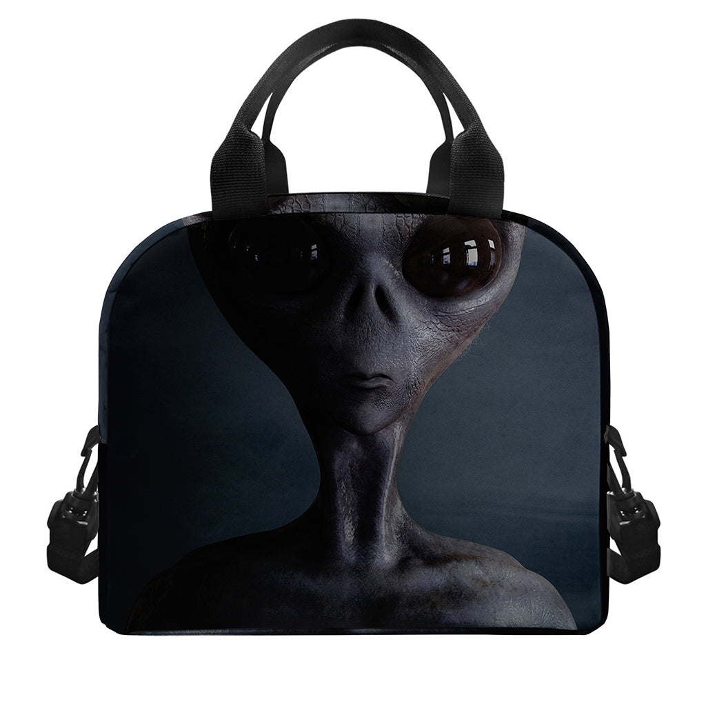 Scary Grey Alien 3D Print Insulated Lunch Bag