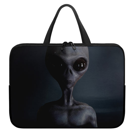 Scary Grey Alien 3D Print Laptop Sleeve With Handle