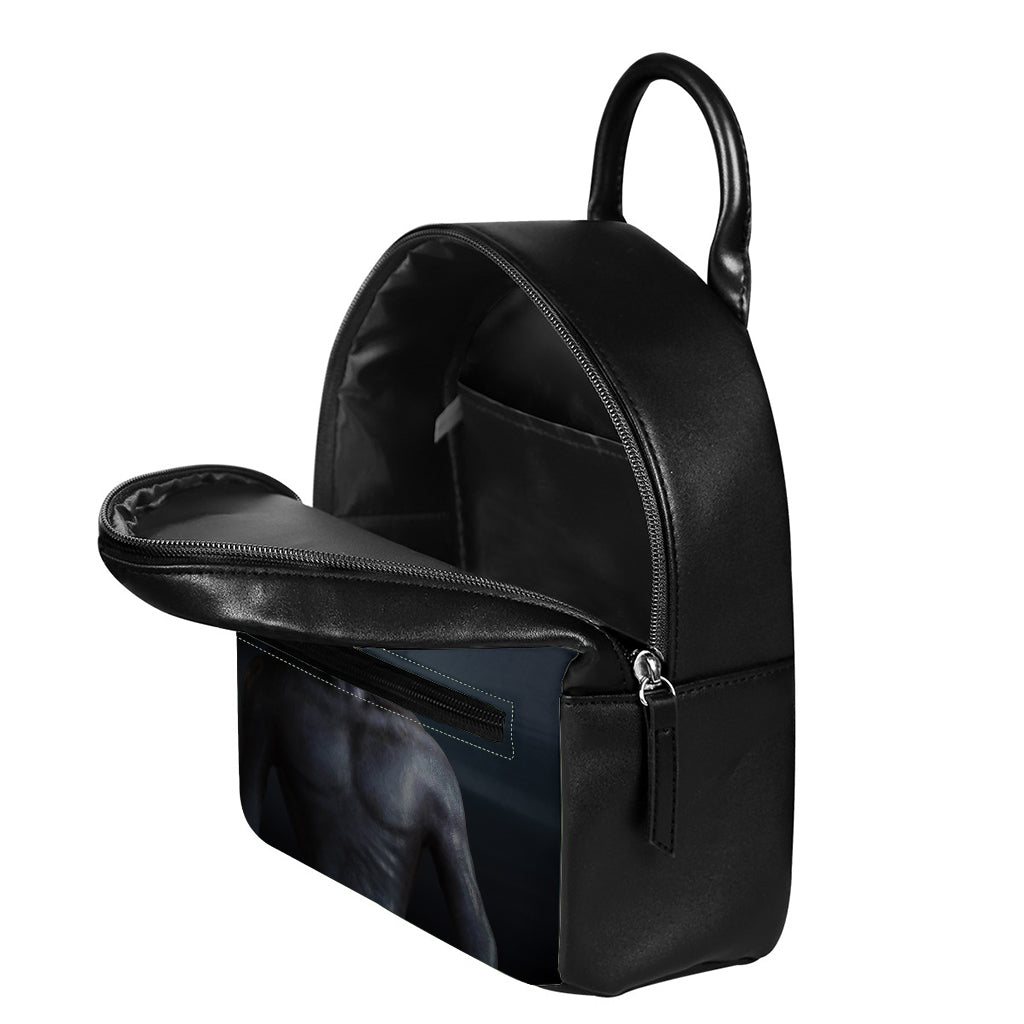 Scary Grey Alien 3D Print Leather Backpack
