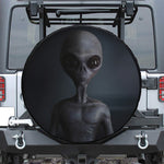 Scary Grey Alien 3D Print Leather Spare Tire Cover