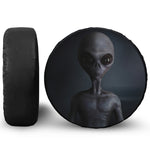Scary Grey Alien 3D Print Leather Spare Tire Cover