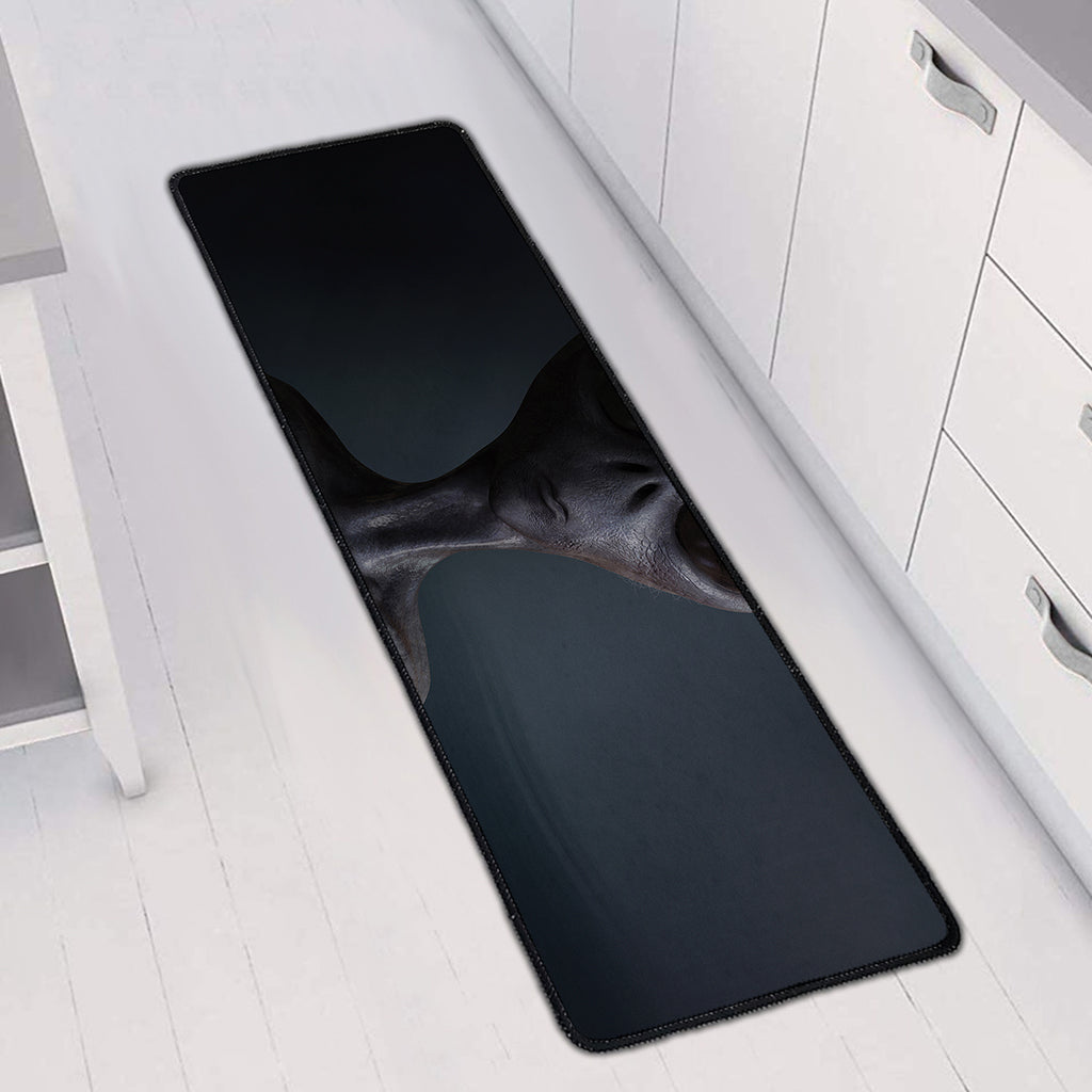Scary Grey Alien 3D Print Long Kitchen Mat
