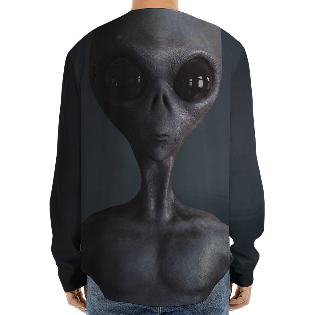 Scary Grey Alien 3D Print Long Sleeve Baseball Jersey