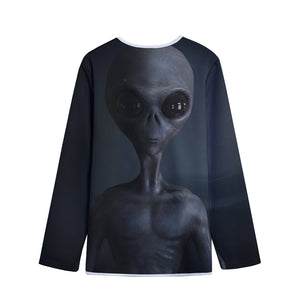 Scary Grey Alien 3D Print Long Sleeve Short Coat