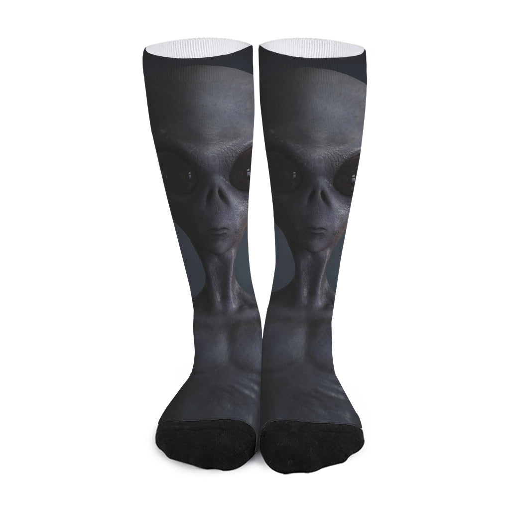 Scary Grey Alien 3D Print Long Socks