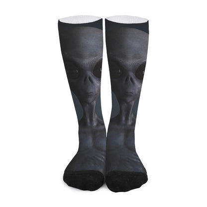 Scary Grey Alien 3D Print Long Socks
