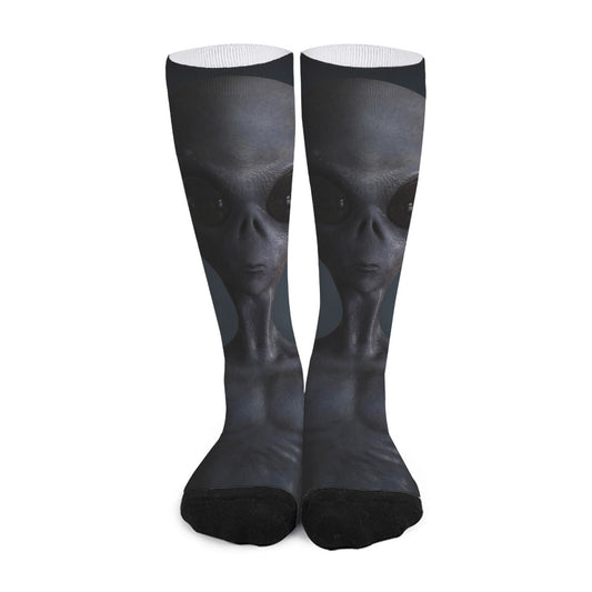 Scary Grey Alien 3D Print Long Socks
