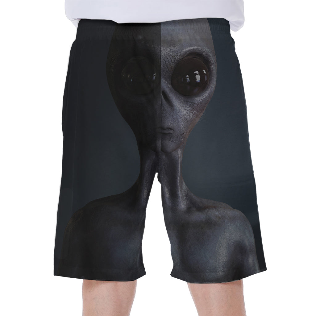 Scary Grey Alien 3D Print Men's Beach Shorts