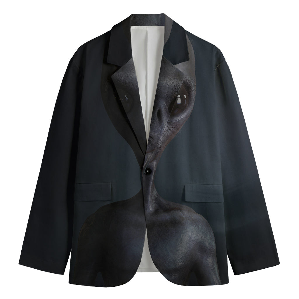 Scary Grey Alien 3D Print Men's Blazer