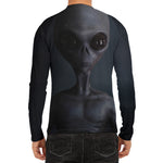 Scary Grey Alien 3D Print Men's Long Sleeve Rash Guard