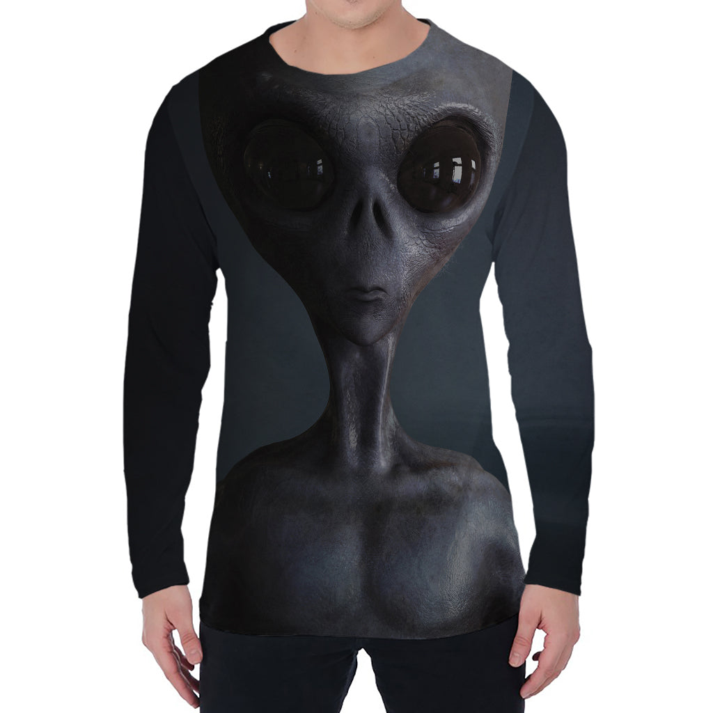 Scary Grey Alien 3D Print Men's Long Sleeve T-Shirt