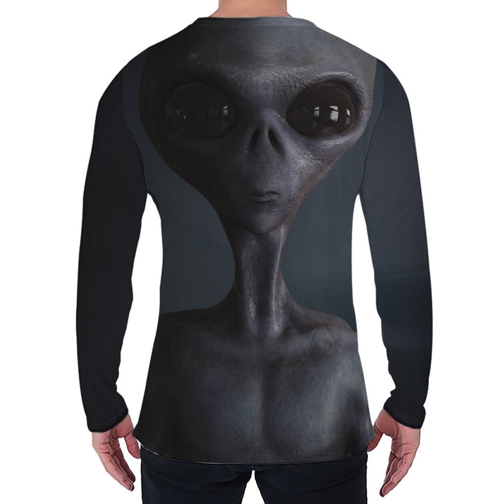 Scary Grey Alien 3D Print Men's Long Sleeve T-Shirt