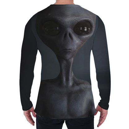 Scary Grey Alien 3D Print Men's Long Sleeve T-Shirt