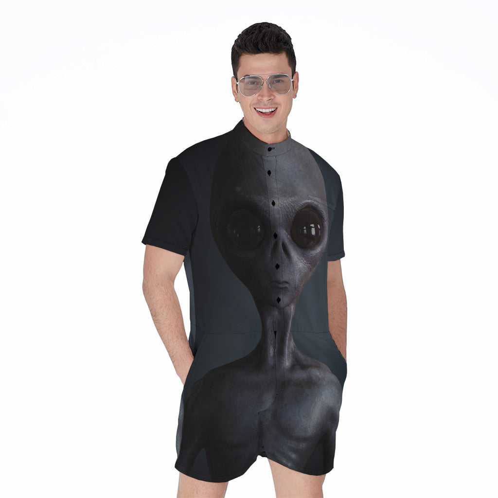 Scary Grey Alien 3D Print Men's Rompers