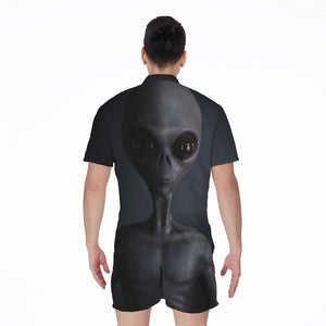 Scary Grey Alien 3D Print Men's Rompers