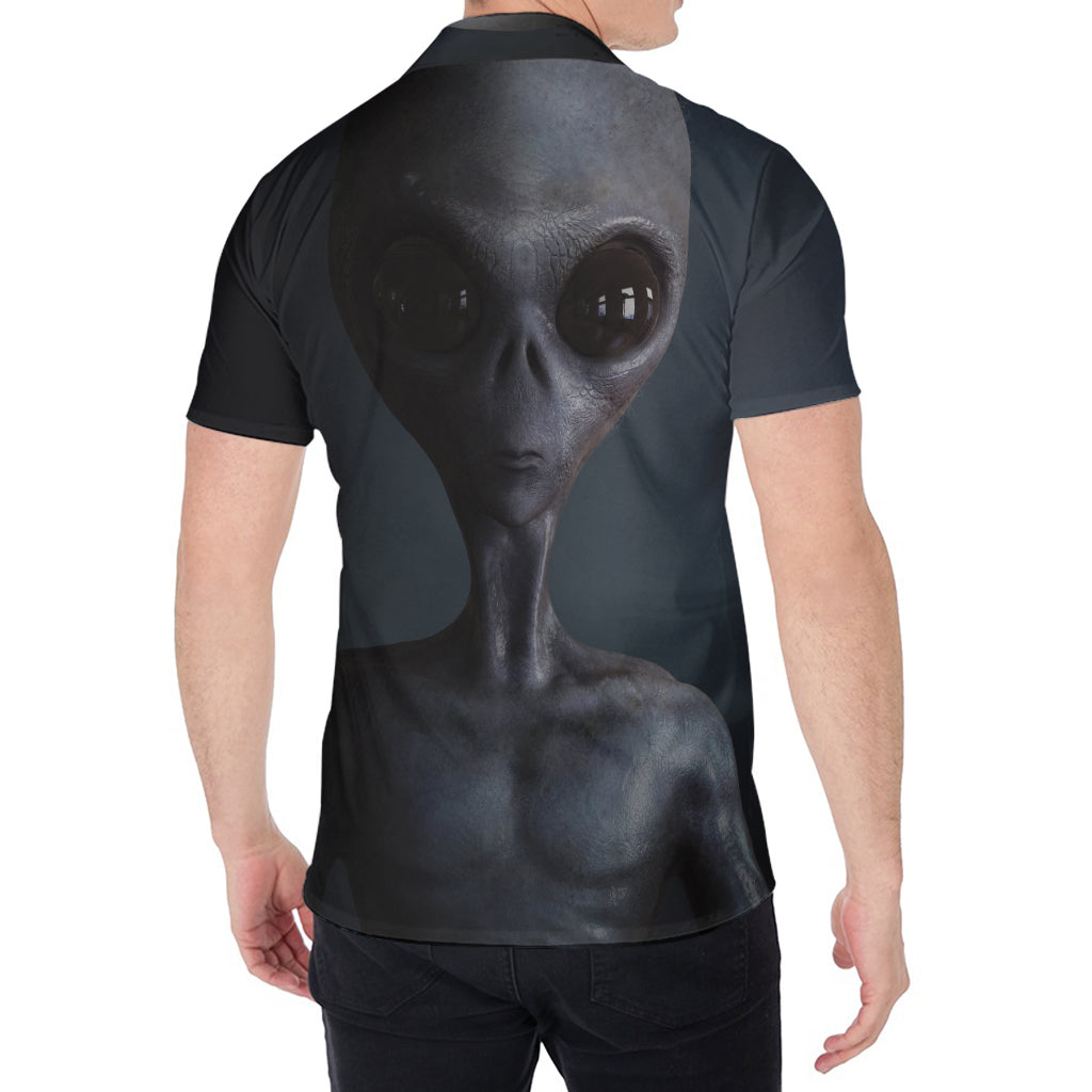 Scary Grey Alien 3D Print Men's Shirt