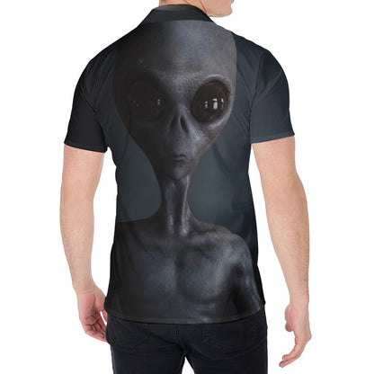 Scary Grey Alien 3D Print Men's Shirt