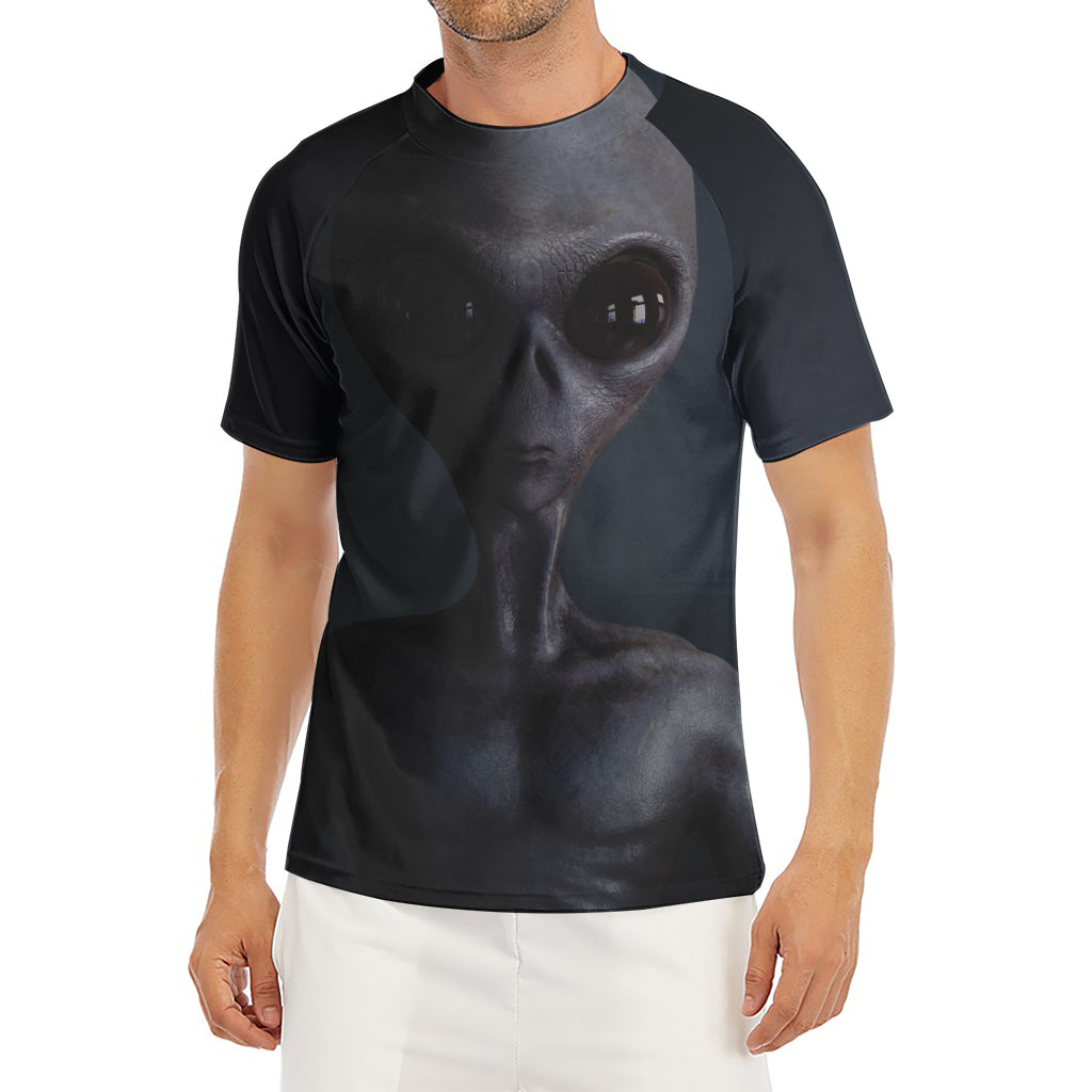 Scary Grey Alien 3D Print Men's Short Sleeve Rash Guard