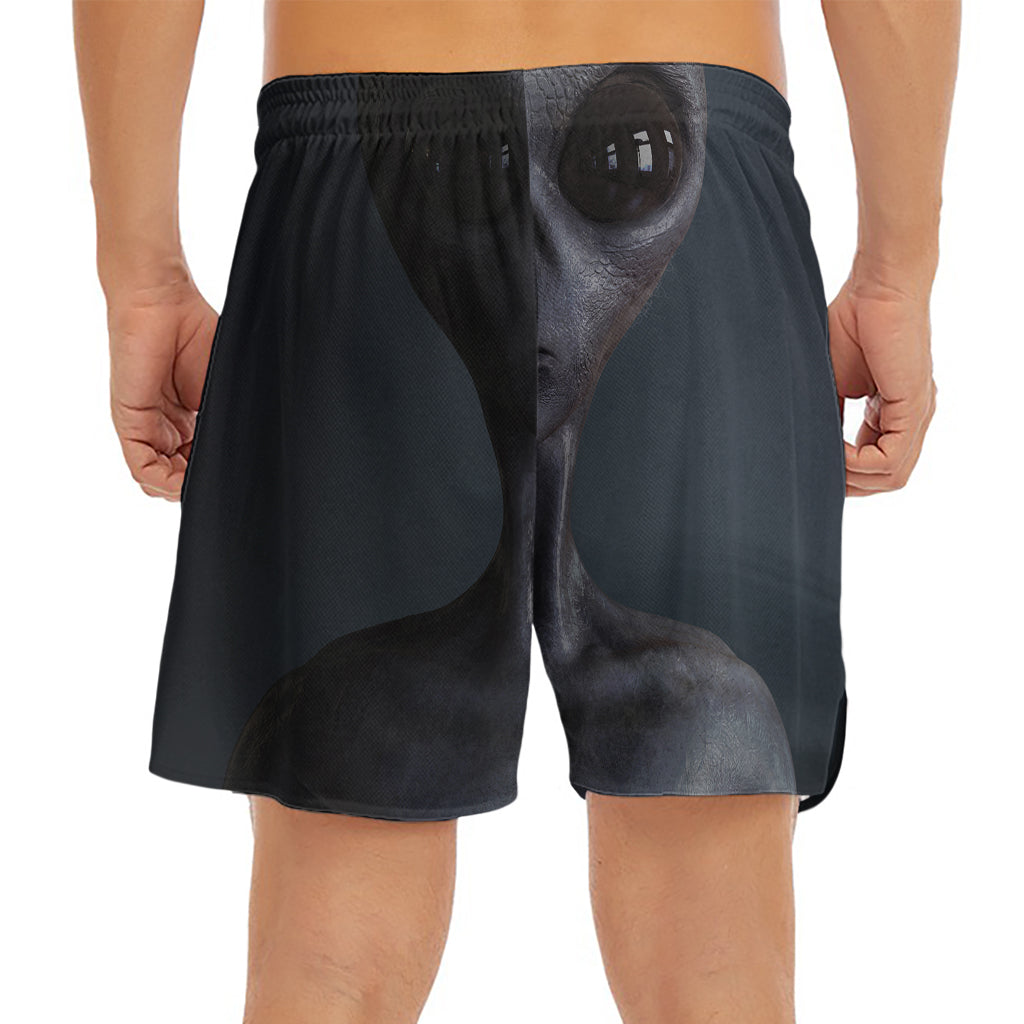 Scary Grey Alien 3D Print Men's Split Running Shorts