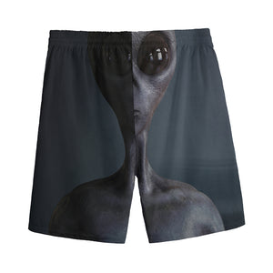 Scary Grey Alien 3D Print Men's Sports Shorts