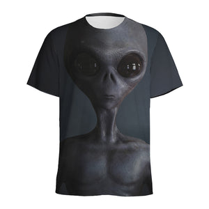 Scary Grey Alien 3D Print Men's Sports T-Shirt