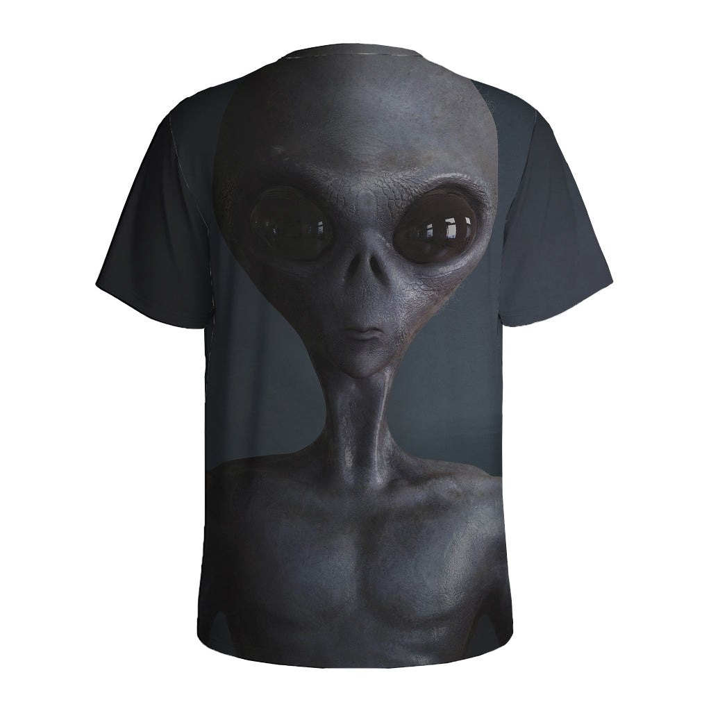 Scary Grey Alien 3D Print Men's Sports T-Shirt