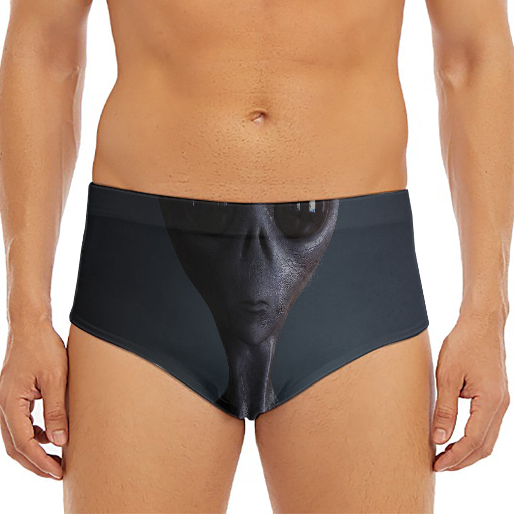 Scary Grey Alien 3D Print Men's Triangle Swim Briefs