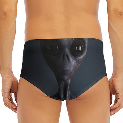 Scary Grey Alien 3D Print Men's Triangle Swim Briefs
