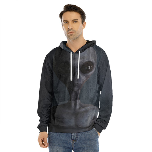 Scary Grey Alien 3D Print Men's Velvet Pullover Hoodie