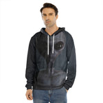 Scary Grey Alien 3D Print Men's Velvet Pullover Hoodie