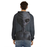 Scary Grey Alien 3D Print Men's Velvet Pullover Hoodie