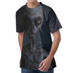 Scary Grey Alien 3D Print Men's Velvet T-Shirt