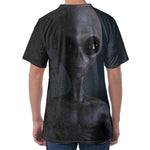 Scary Grey Alien 3D Print Men's Velvet T-Shirt