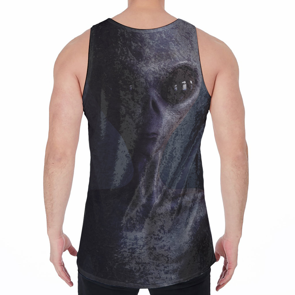Scary Grey Alien 3D Print Men's Velvet Tank Top