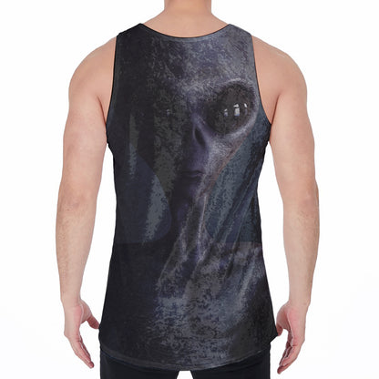 Scary Grey Alien 3D Print Men's Velvet Tank Top