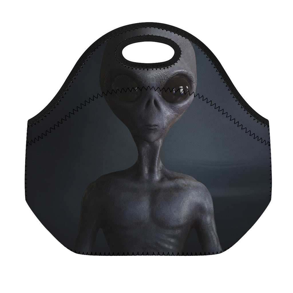 Scary Grey Alien 3D Print Neoprene Lunch Bag