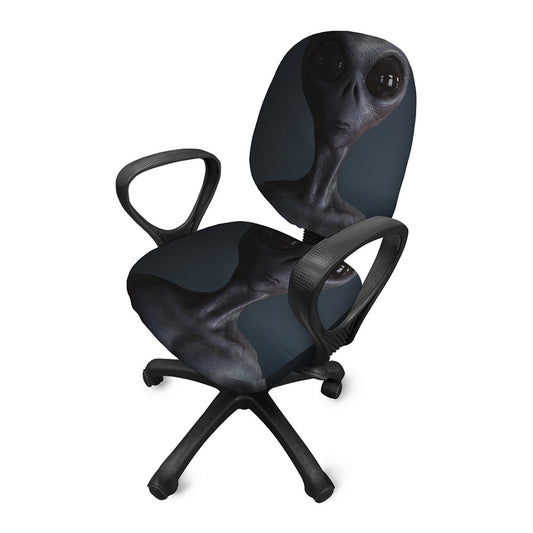 Scary Grey Alien 3D Print Office Chair Cover