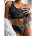 Scary Grey Alien 3D Print One Shoulder Bikini Set