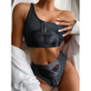 Scary Grey Alien 3D Print One Shoulder Bikini Top