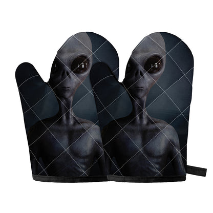 Scary Grey Alien 3D Print Oven Mitts