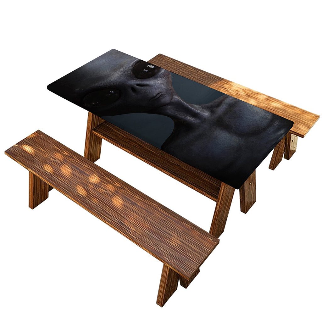 Scary Grey Alien 3D Print Picnic Table Cover