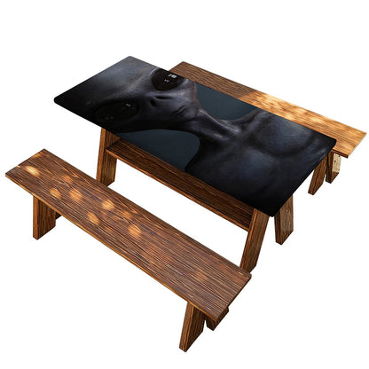 Scary Grey Alien 3D Print Picnic Table Cover