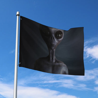 Scary Grey Alien 3D Print Polyester Flag