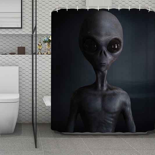 Scary Grey Alien 3D Print Polyester Shower Curtain
