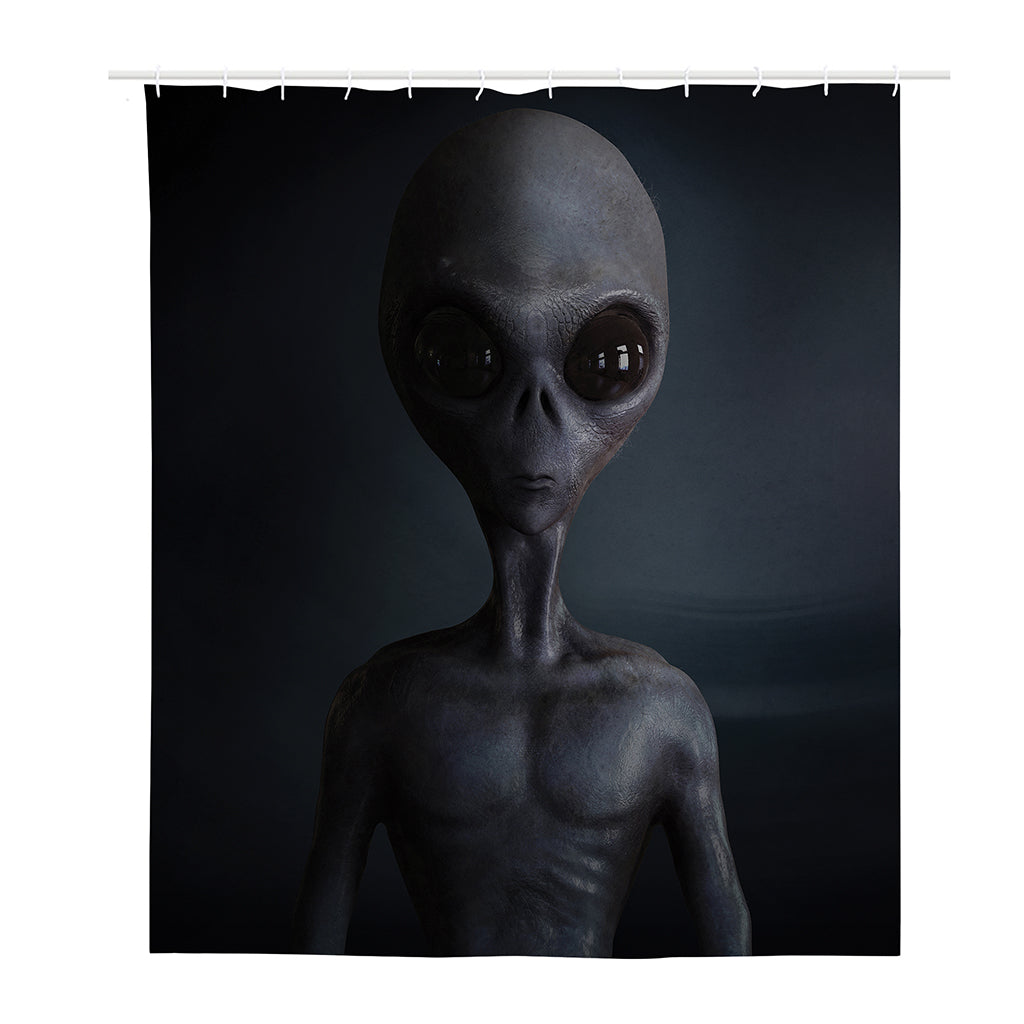 Scary Grey Alien 3D Print Polyester Shower Curtain